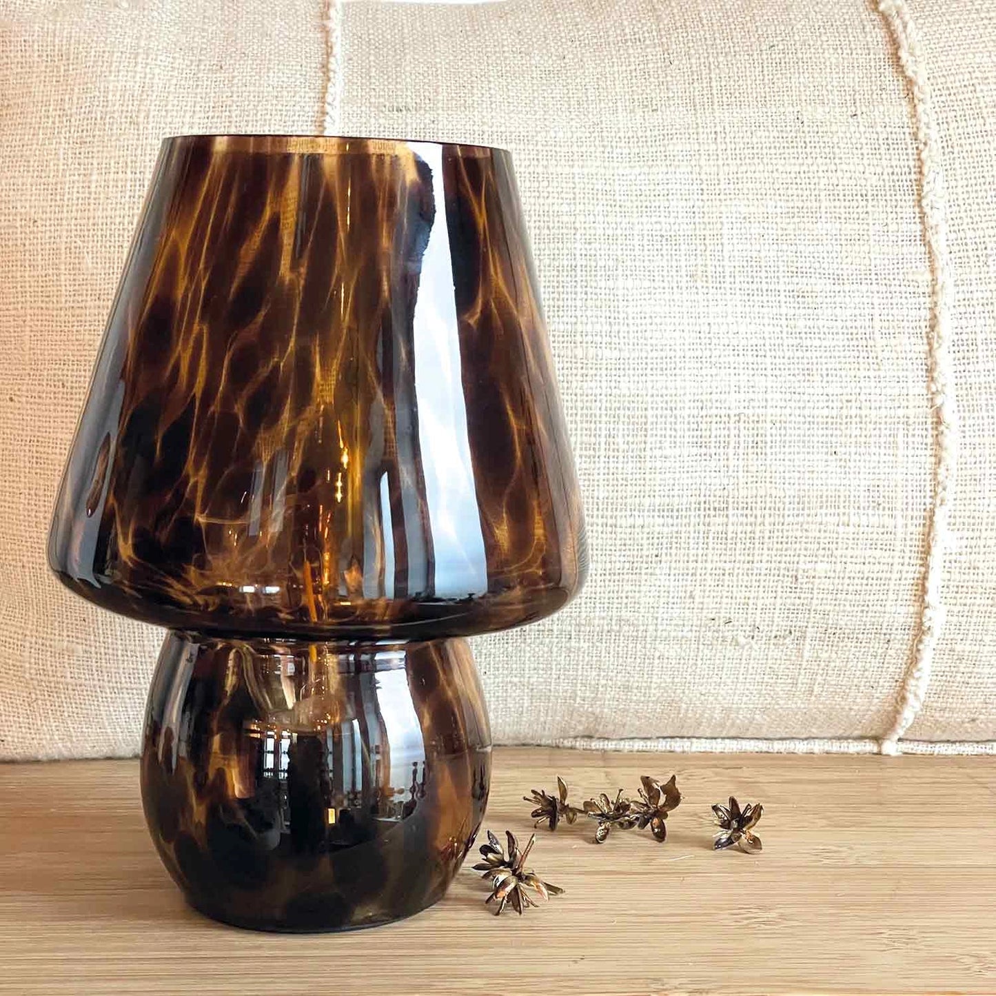 Glass Leopard Battery Lamp