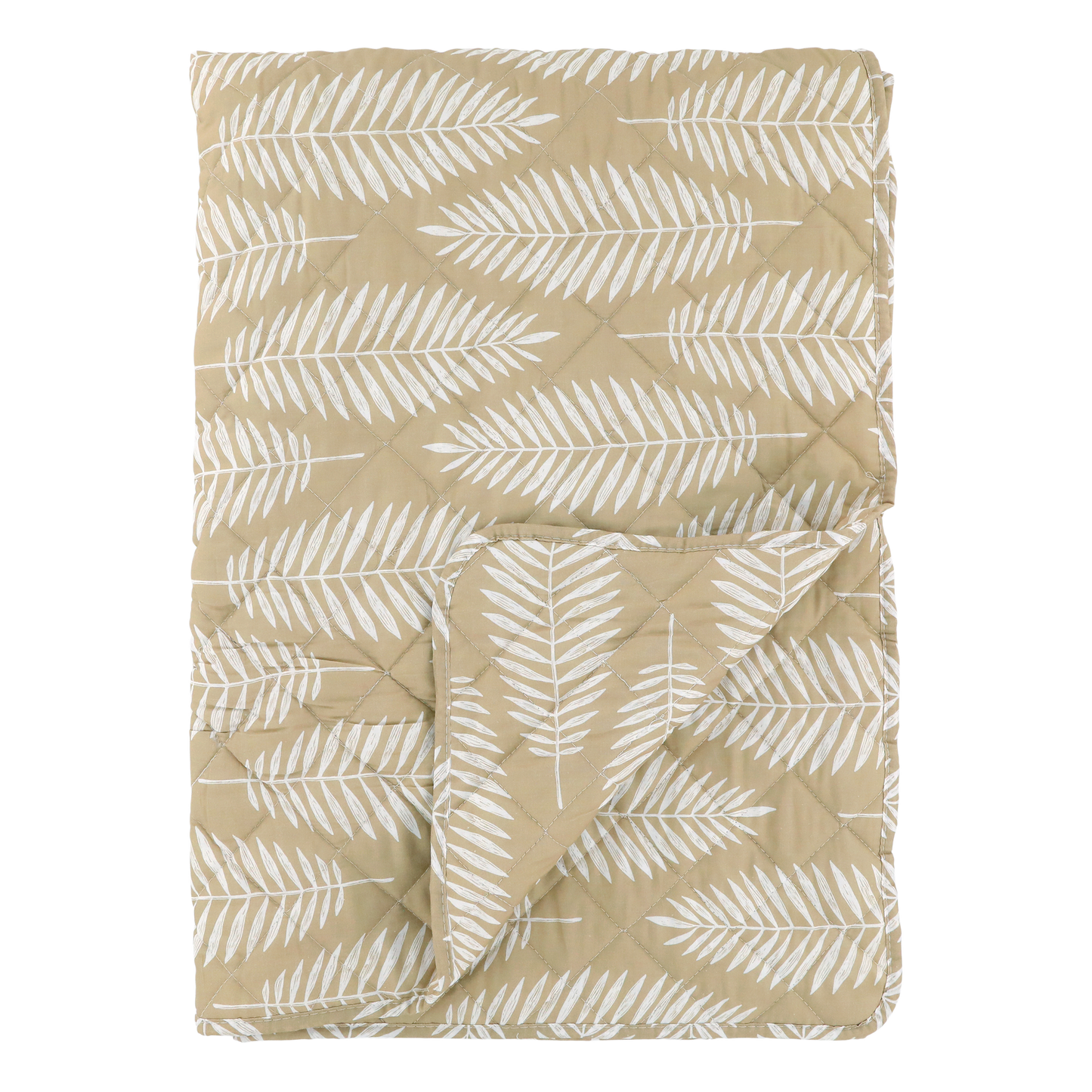 Fern Pattern Folding Mattress Cushion. Beige with white pattern