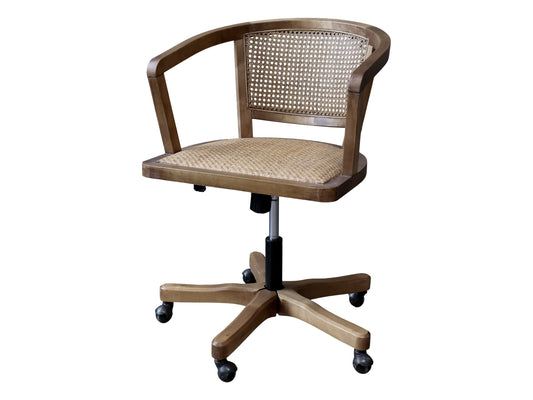 French Wicker Swivel Desk Chair