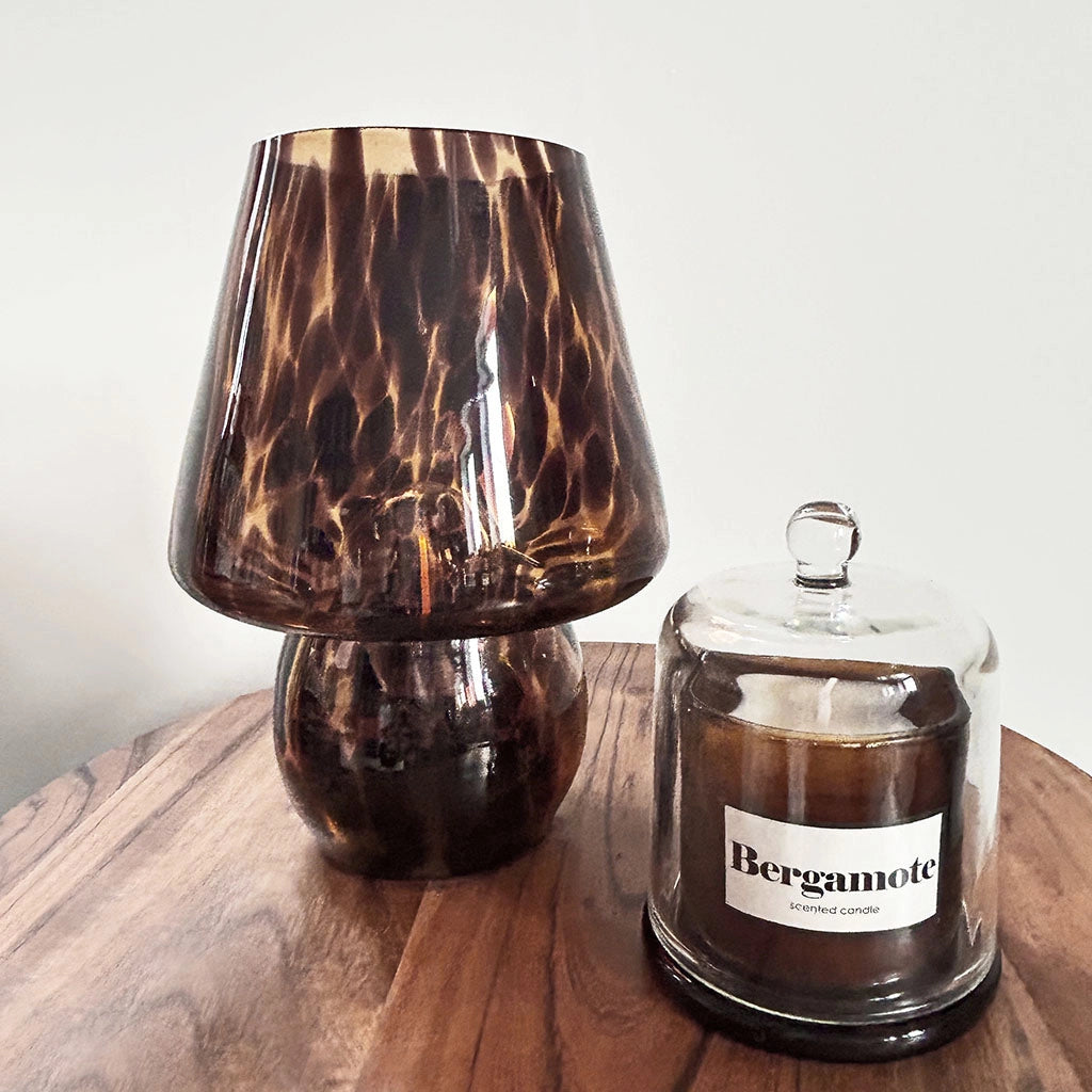 Glass Leopard Battery Lamp
