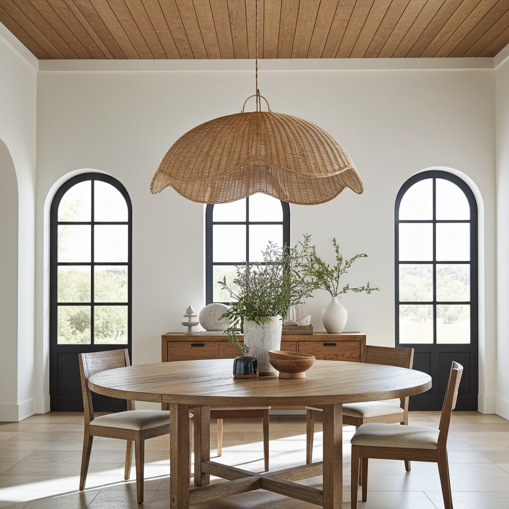 The natural wave rattan pendant extra large