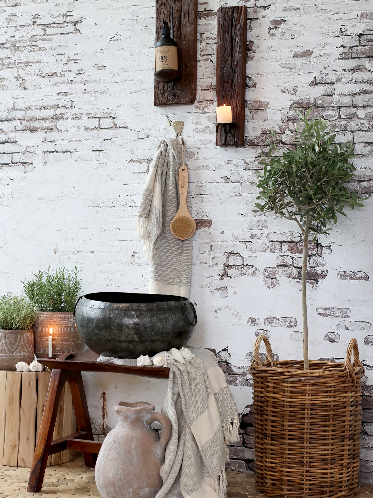 Antiqued metal pot flo & joe