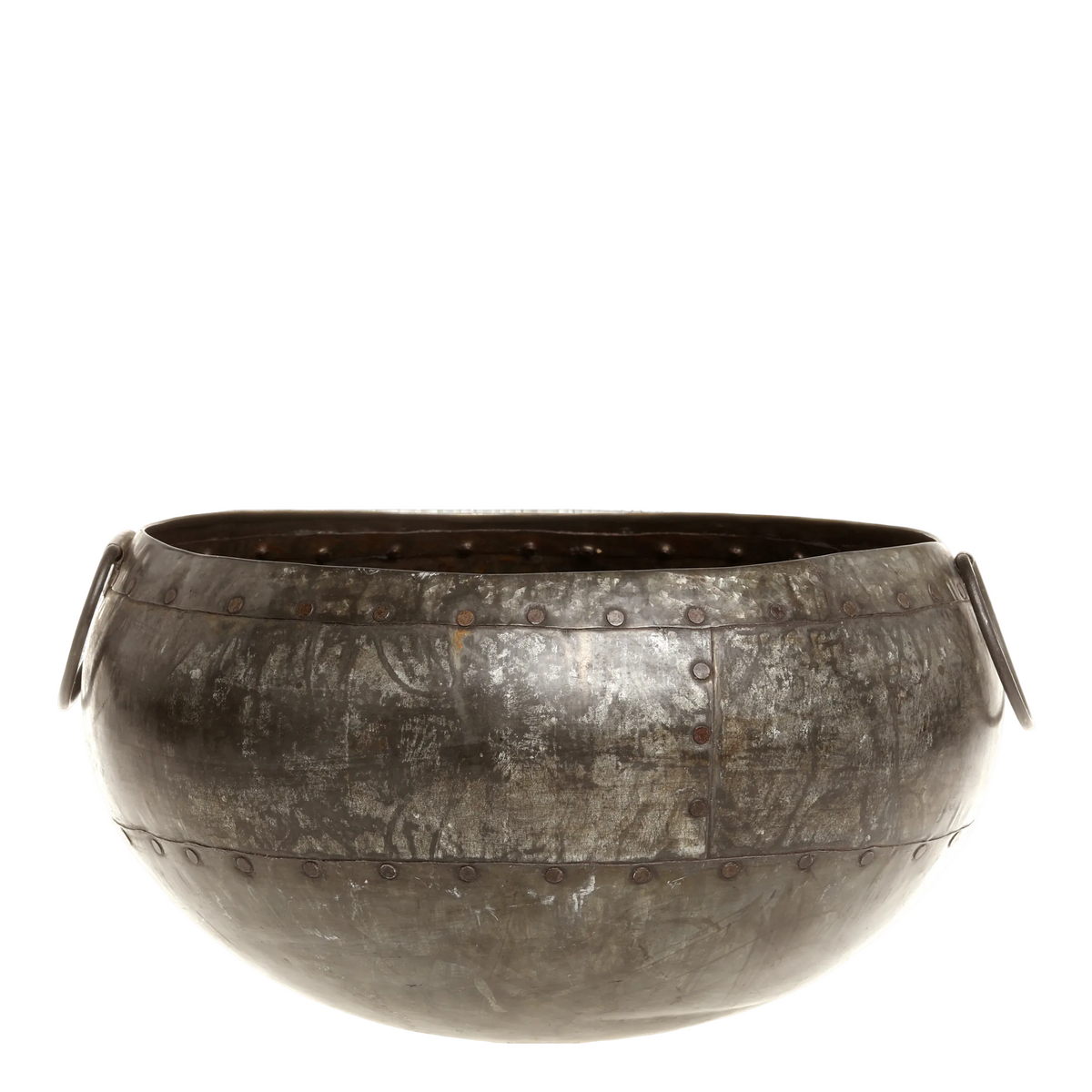 Antiqued metal pot flo & joe
