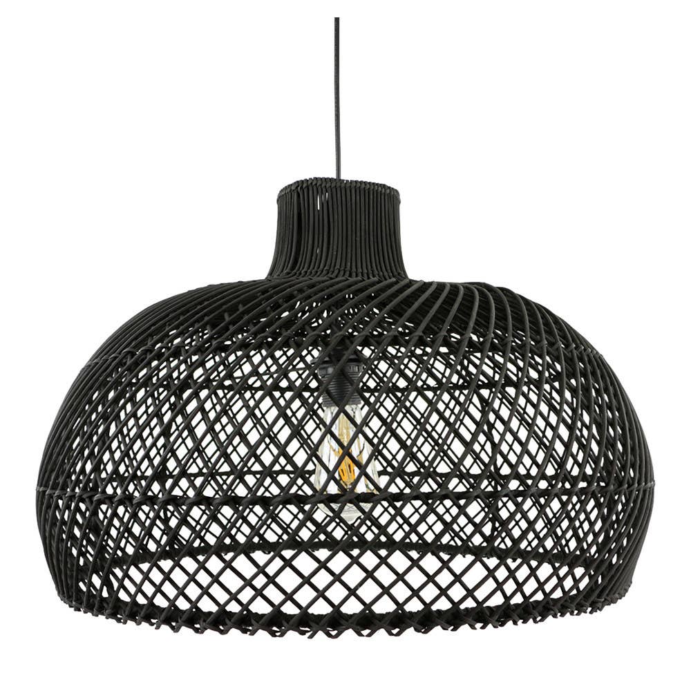 Black rattan round pendant light shade