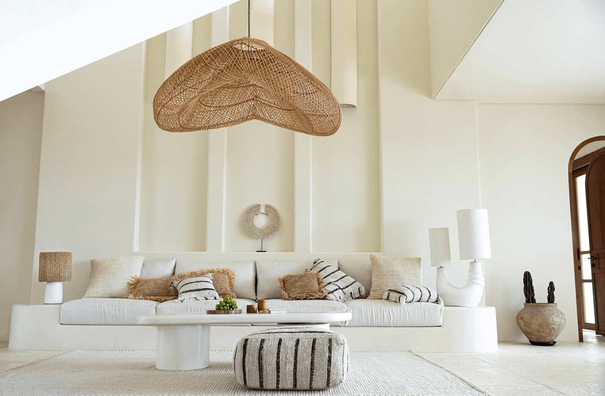 The cloud pendant natural rattan light shade 120cm extra large ceiling chandelier light flo & joe uk