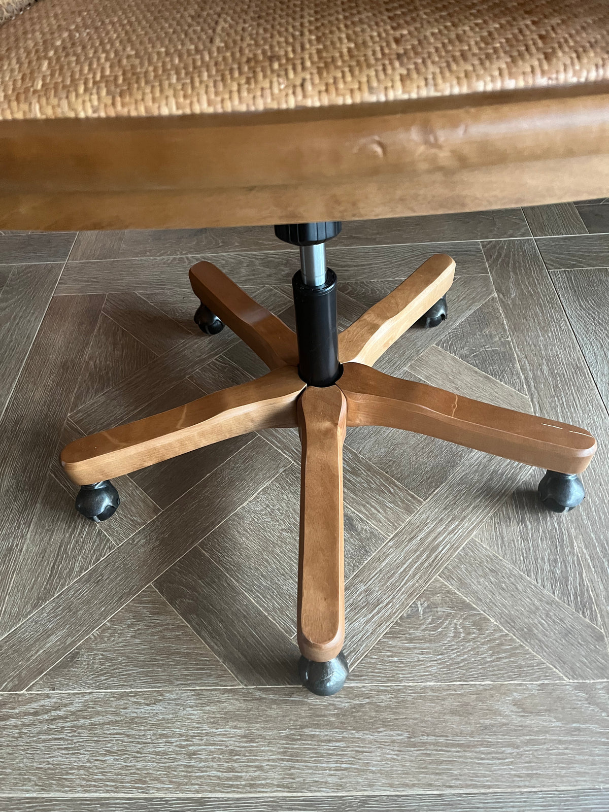 French Wicker High Back Swivel Desk Chair - Flo & Joe