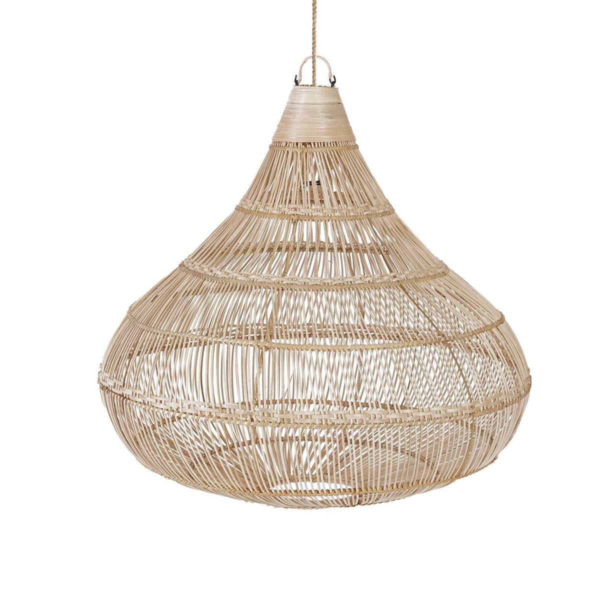 Large Rattan Drop Natural Pendant Lamp Light Shade - Flo & Joe UK