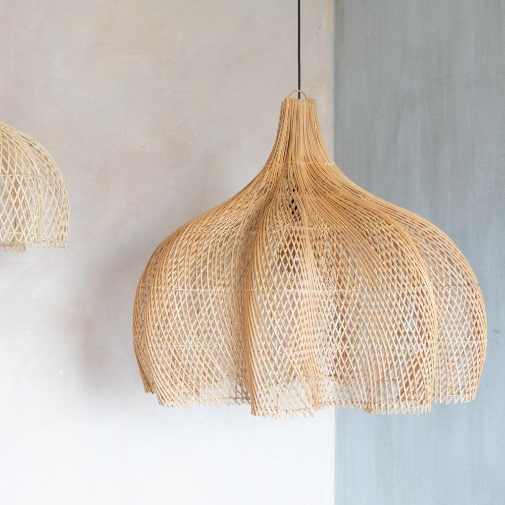 Extra large rattan light shade – whipped pendant natural 80cm flo & joe