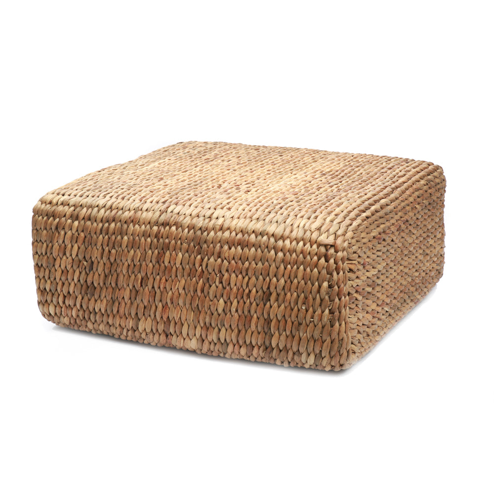 Natural hyacinth pouffe square flo & joe