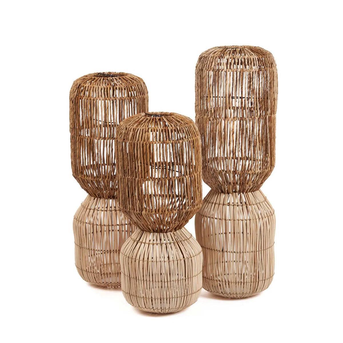 Largest of 3 rattan long, slim pendant light shades oversixed lighting uk store