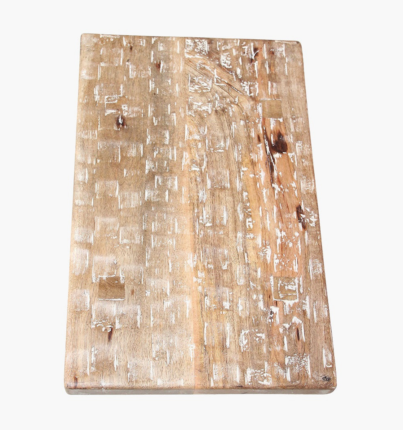 Textured Wooden Footstool in natural