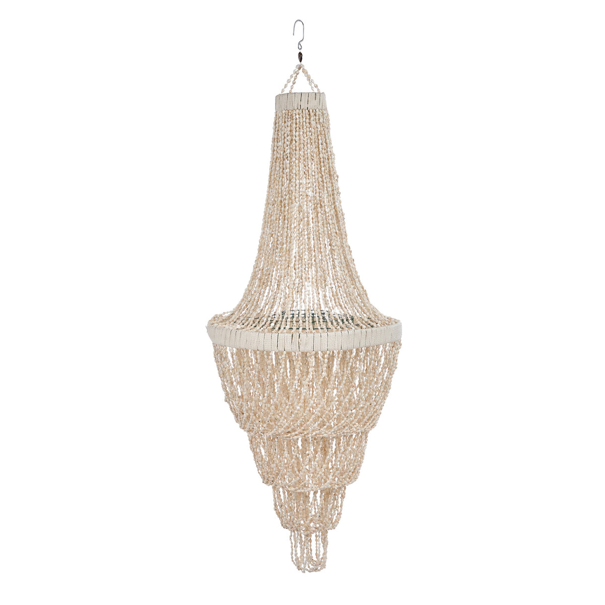 Handmade Shell chandelier on a white background. UK store