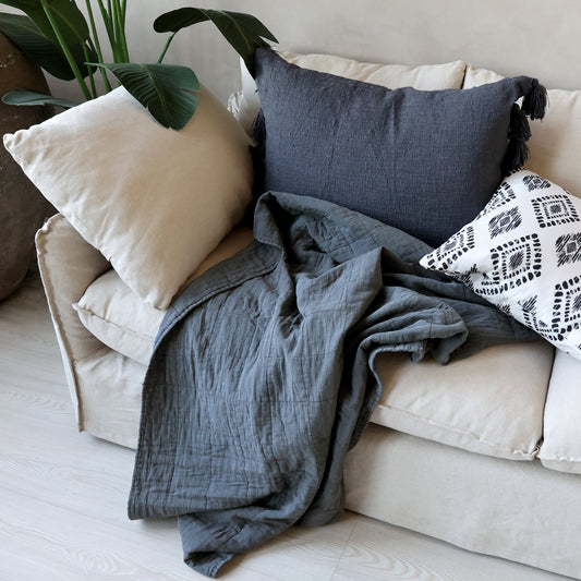 Stonewashed French Navy Quilt - Flo & Joe