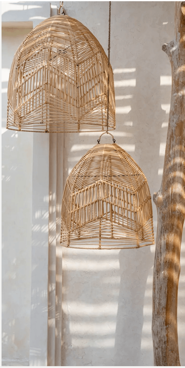 The bala rattan pendant light shade natural 3 sizes flo & joe
