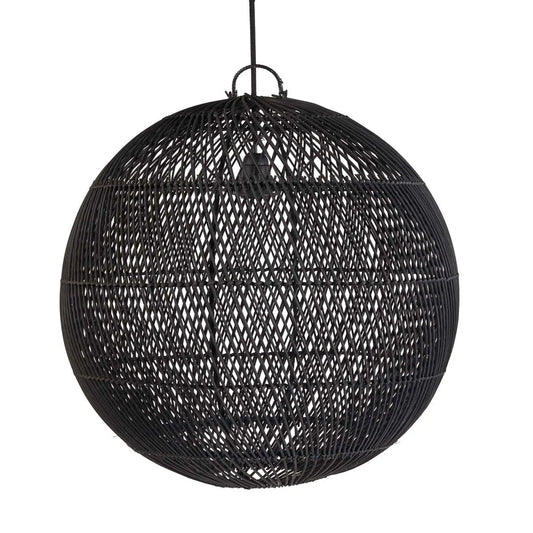 50cm round ball black rattan pendant light shade UK
