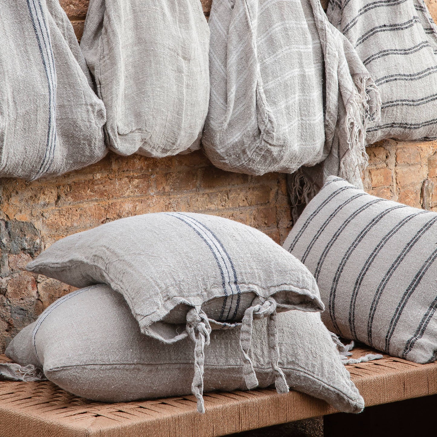 Tie Stripe Linen Cushion cover