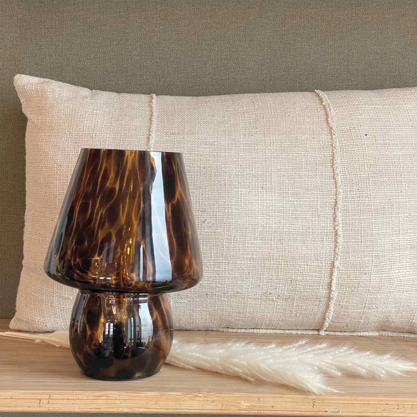 Glass Leopard Battery Lamp
