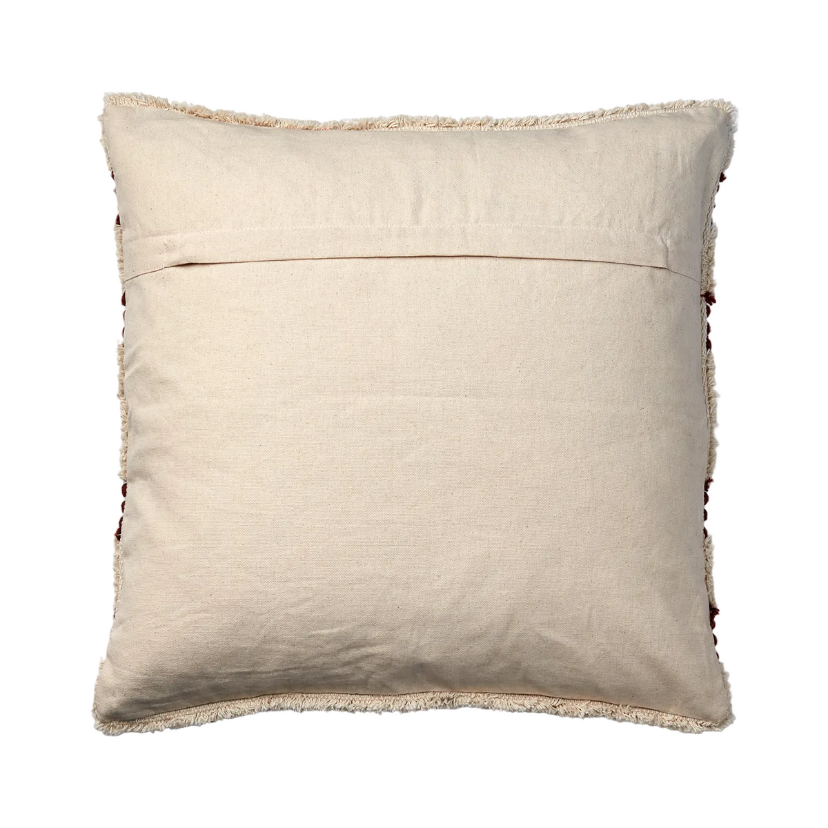Beige cushion reverse showing concealed zip