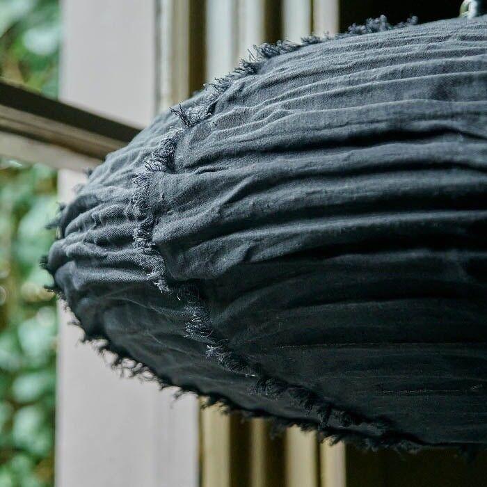 Frayed Black Linen Pendant Shade - M - Flo & Joe