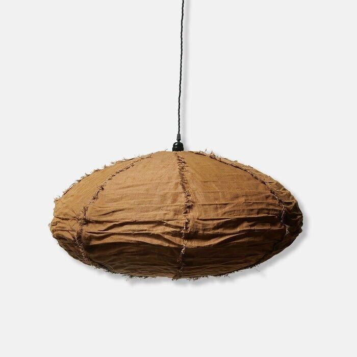 Frayed Earth Linen Pendant Shade - L - Flo & Joe