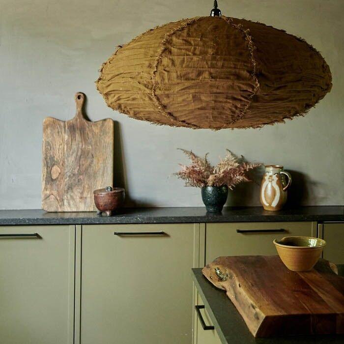 Frayed Earth Linen Pendant Shade - L - Flo & Joe