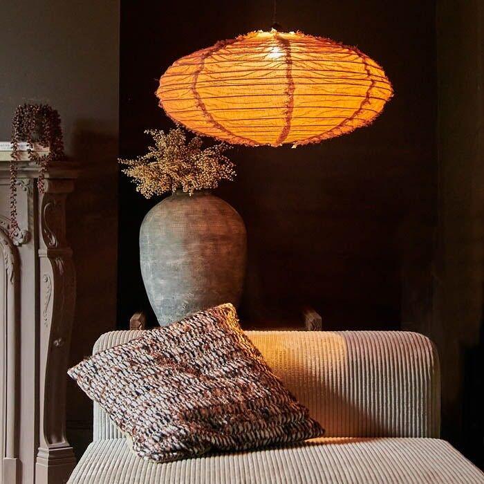 Frayed Earth Linen Pendant Shade - M - Flo & Joe