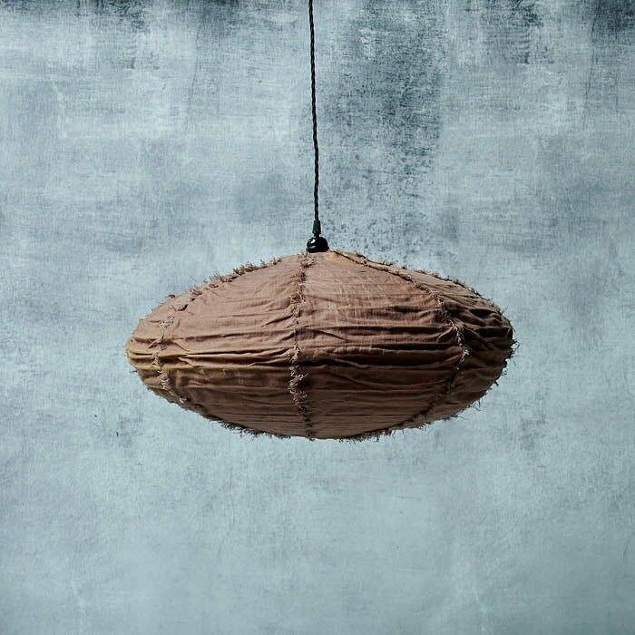 Frayed Earth Linen Pendant Shade - M - Flo & Joe