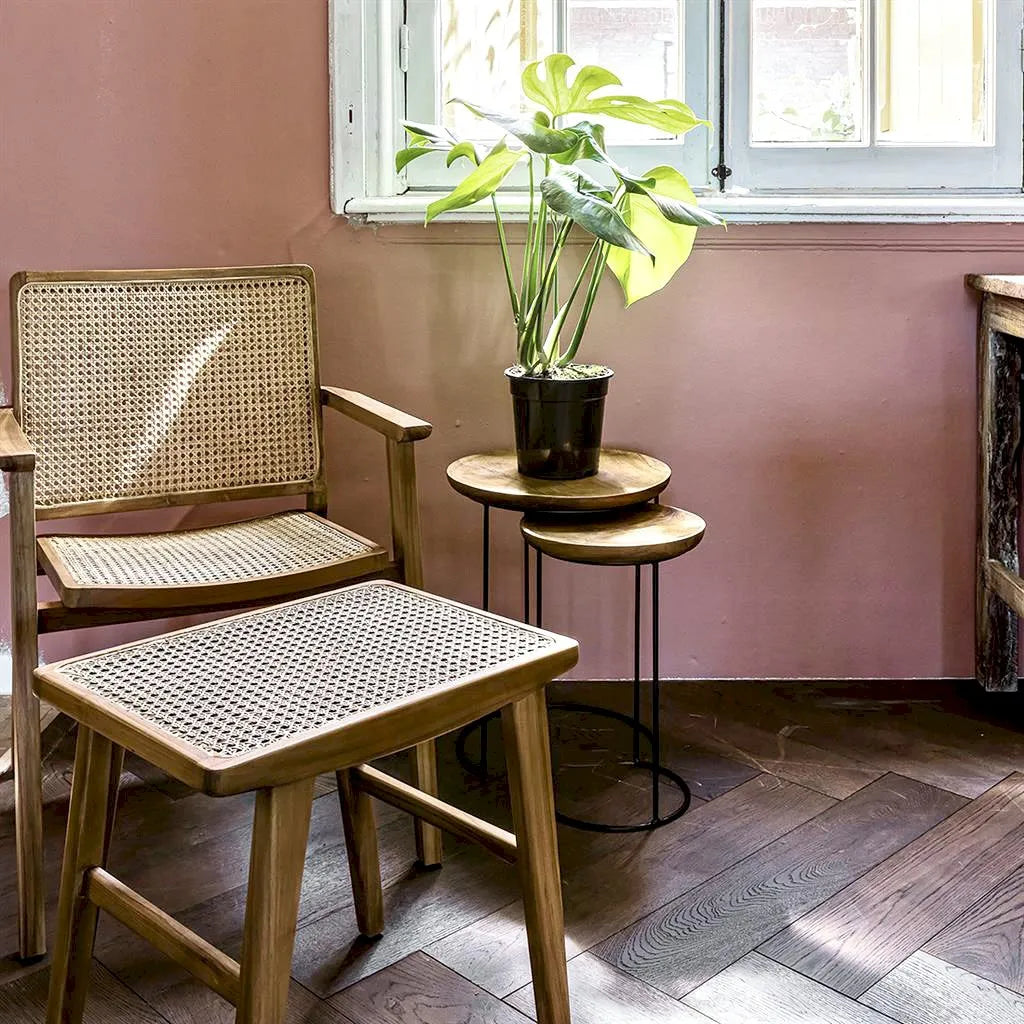Teak Rattan Wooden Stool