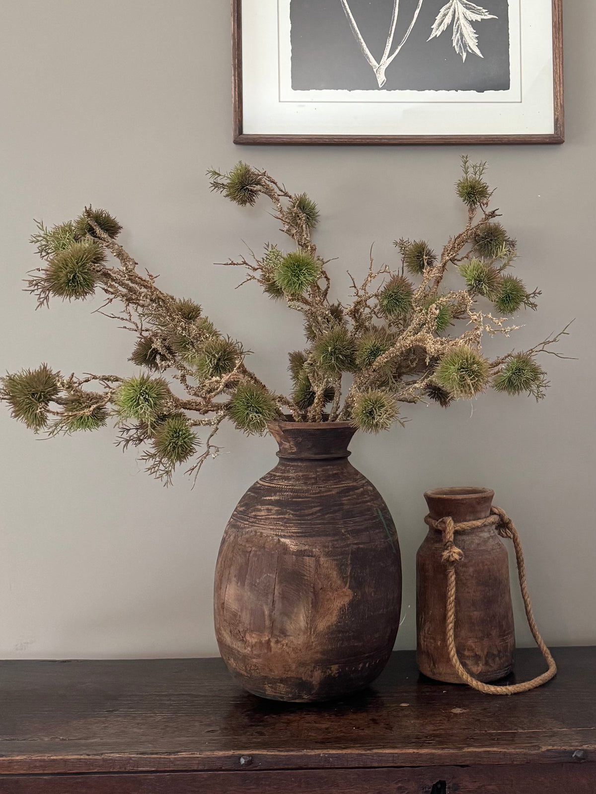 Old indian wooden vase flo & joe