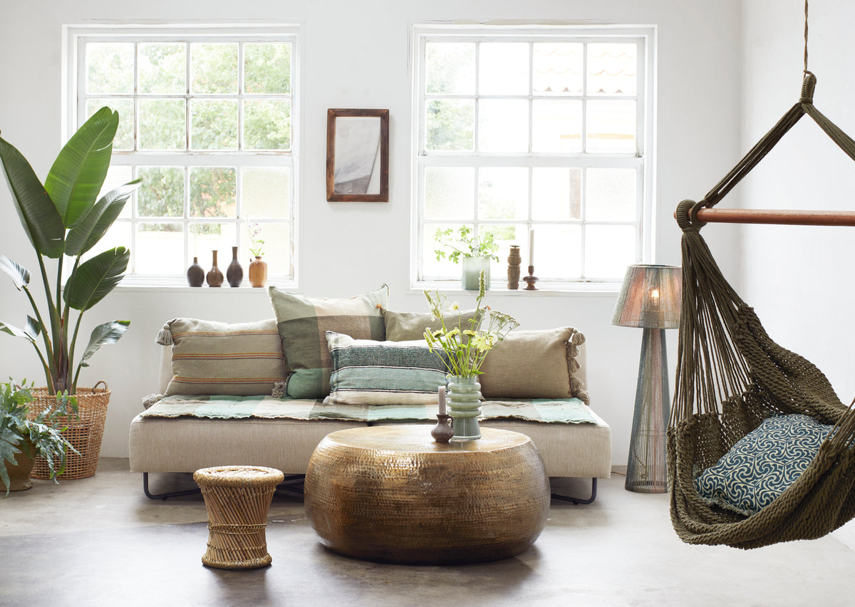 Olive tassel cushion cover flo & joe