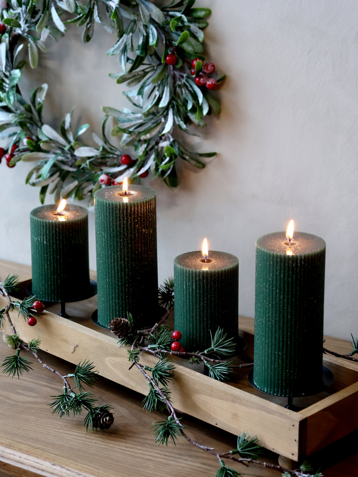 Pine cone & cedar garland with berries flo & joe
