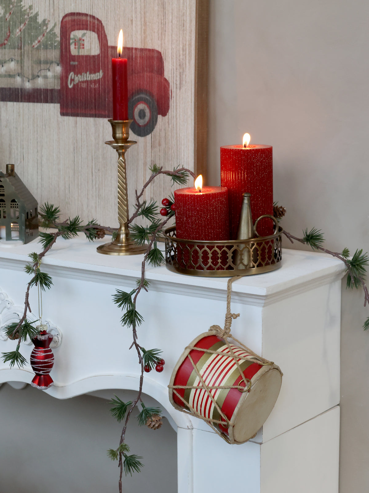 Pine cone & cedar garland with berries flo & joe