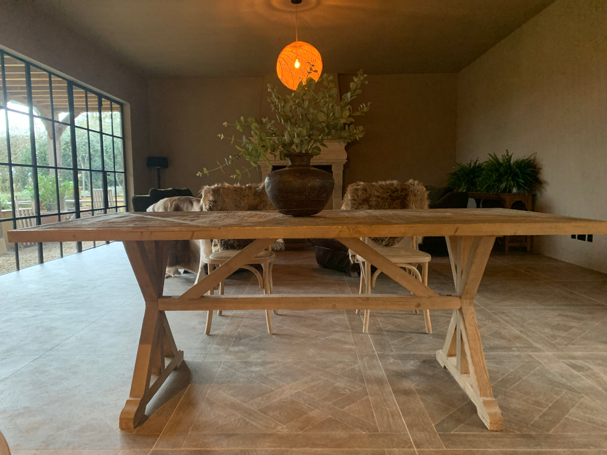 Recycled french wood dining table 200cm flo & joe seats 8