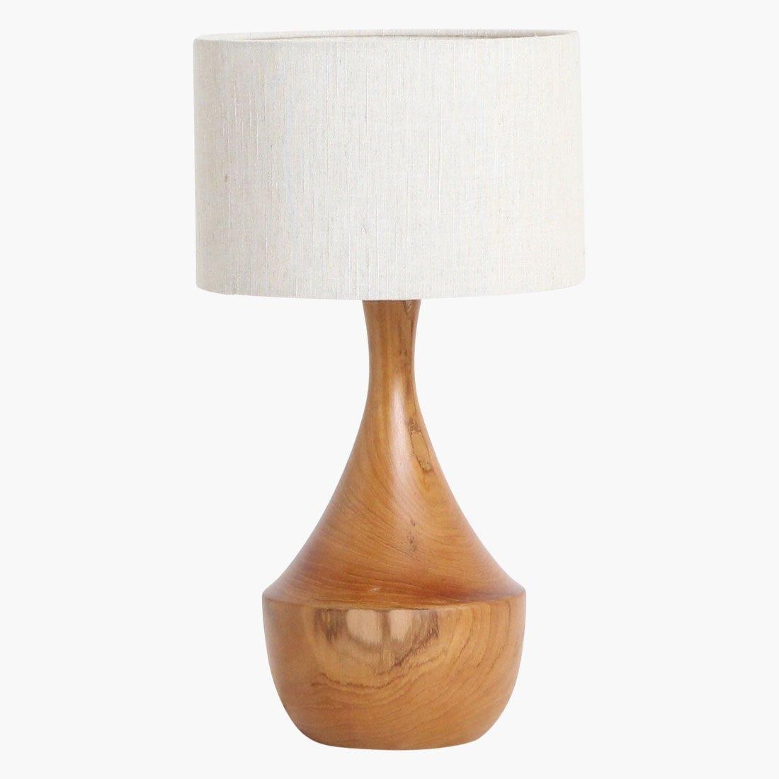 Teak Table Lamp - Linen - Flo & Joe