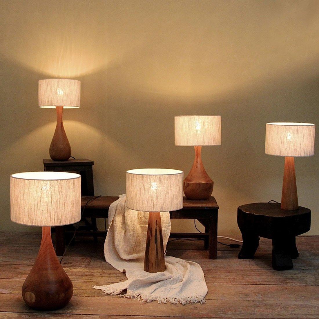 Teak Table Lamp - Linen - Flo & Joe