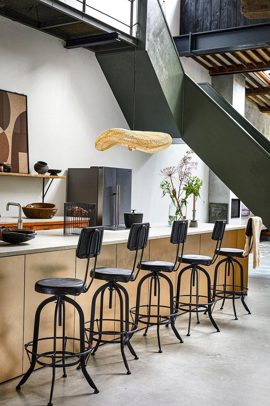 Large Rattan Wave Pendant  Light - Natural - 71cm - in Kitchen