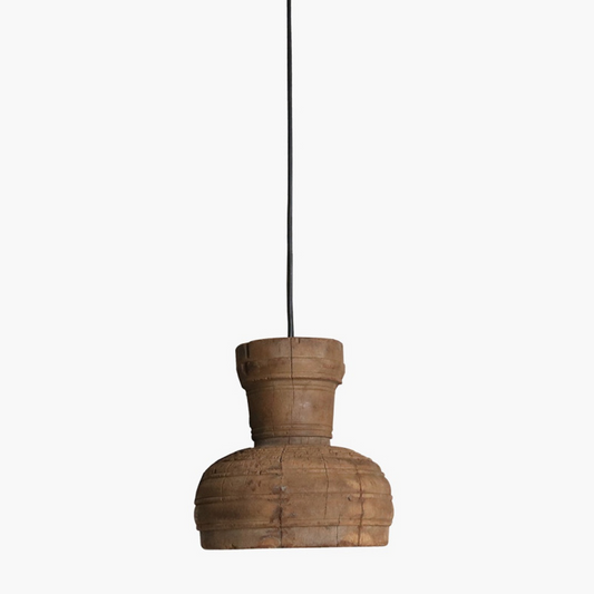 Vintage Indian Wooden Pendant Light