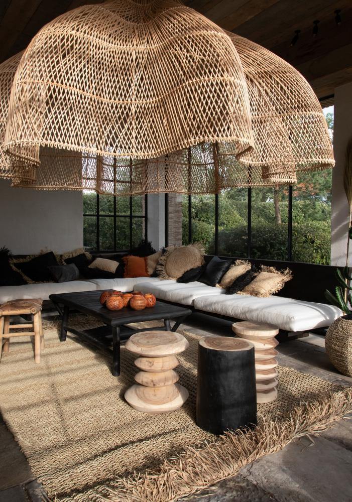 Extra large rattan light shade – whipped pendant natural 150cm flo & joe