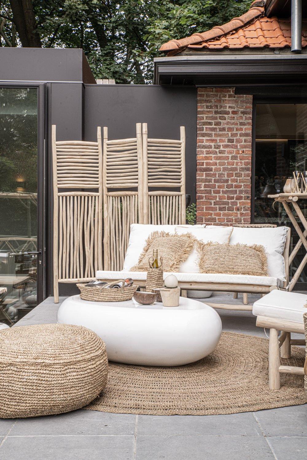 Natural raffia pouffe flo & joe