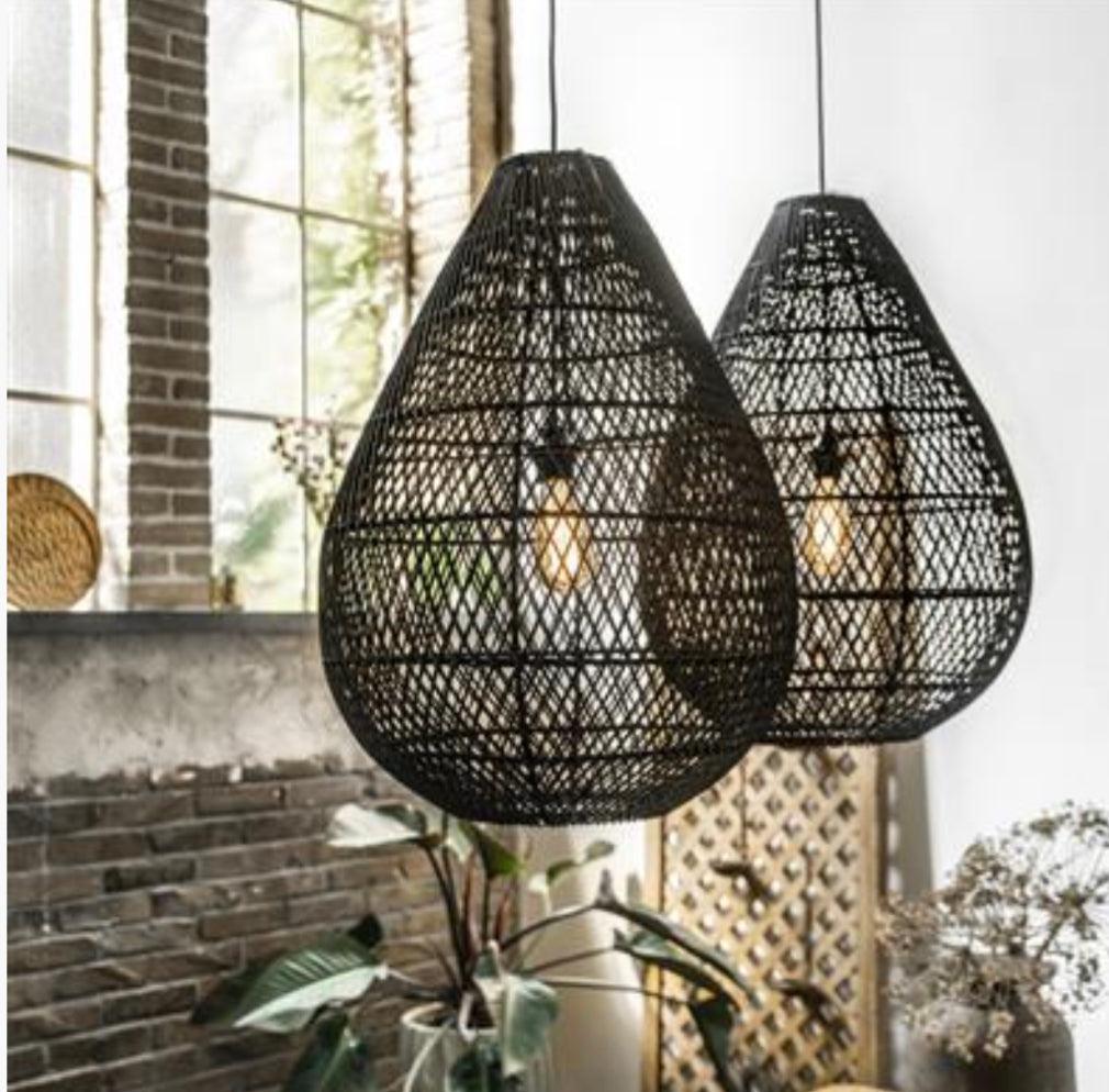 The teardrop black rattan pendant light medium and large flo & joe