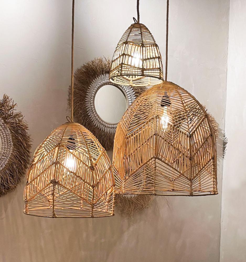 The bala pendant natural rattan pendant lights 3 sizes flo & joe