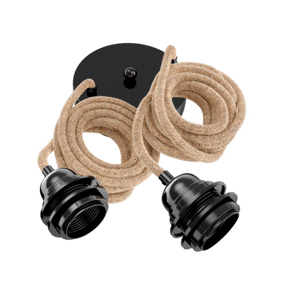 Jute ceiling light 2 fittings flo & joe