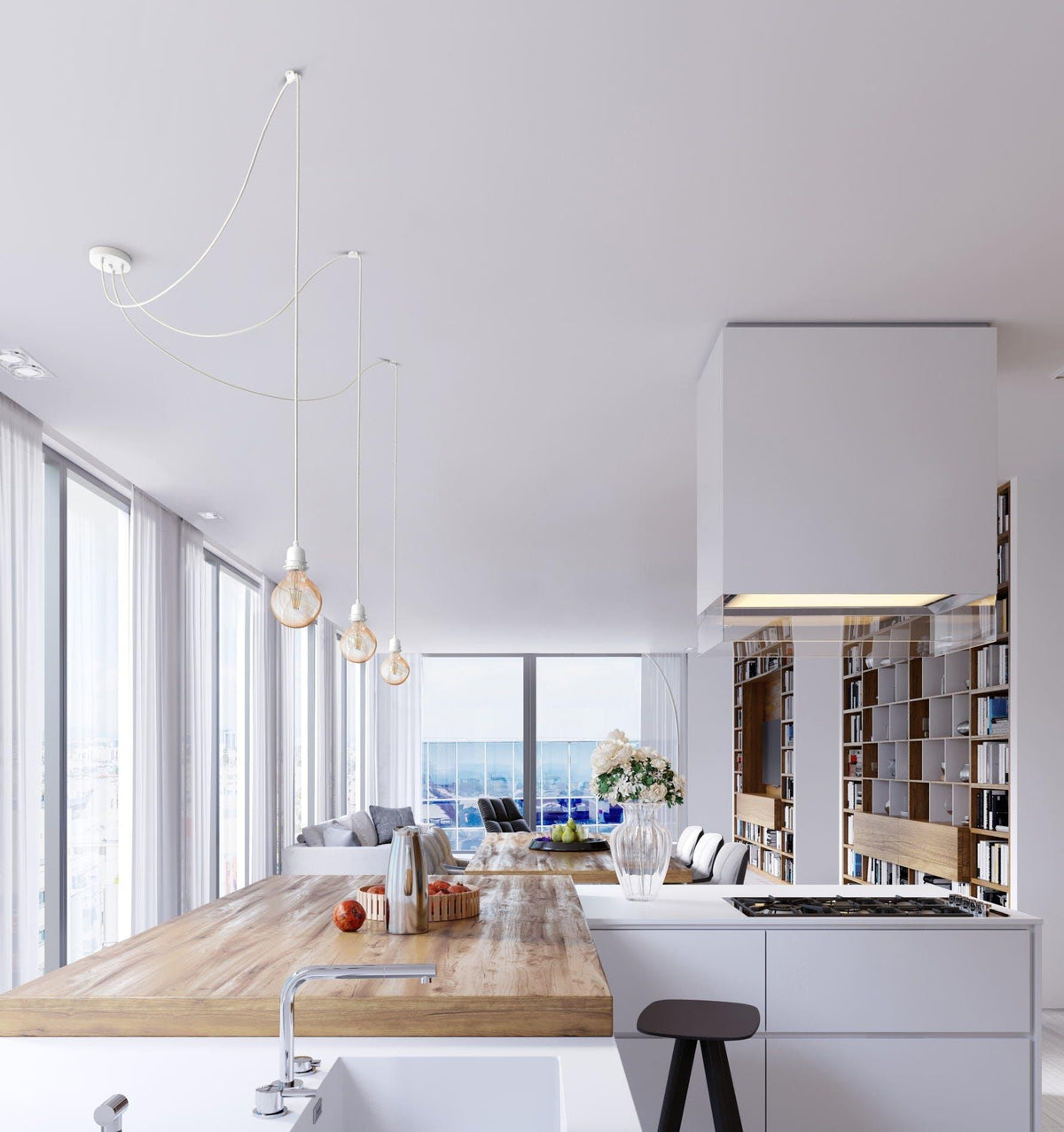 Ceiling light 3 fittings french linen white flo & joe