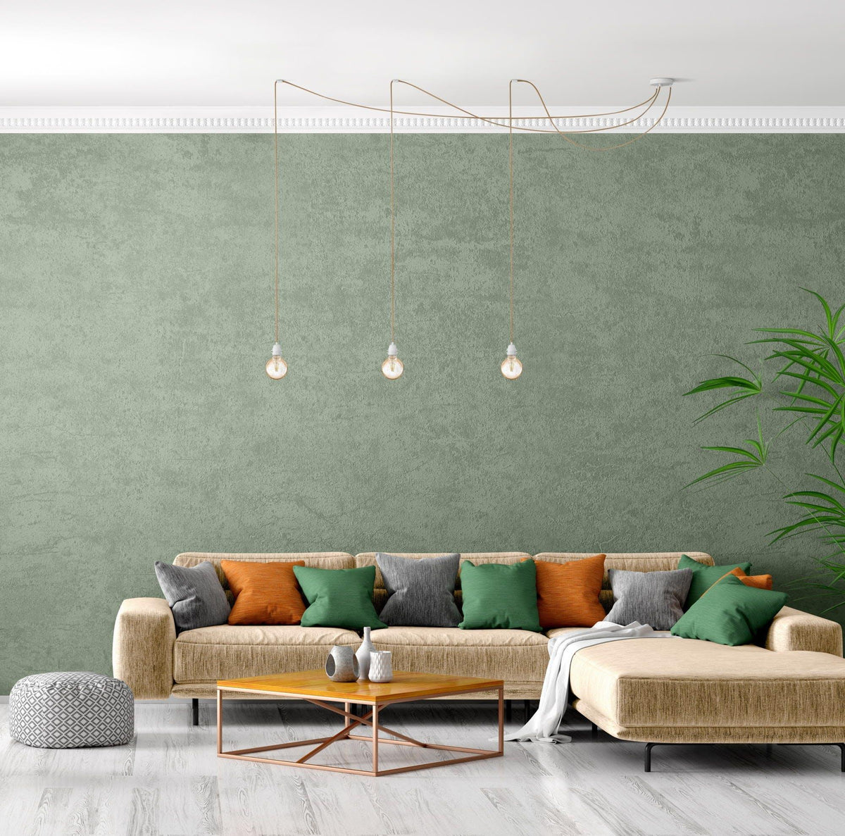 Ceiling light 3 fittings raw linen white flo & joe
