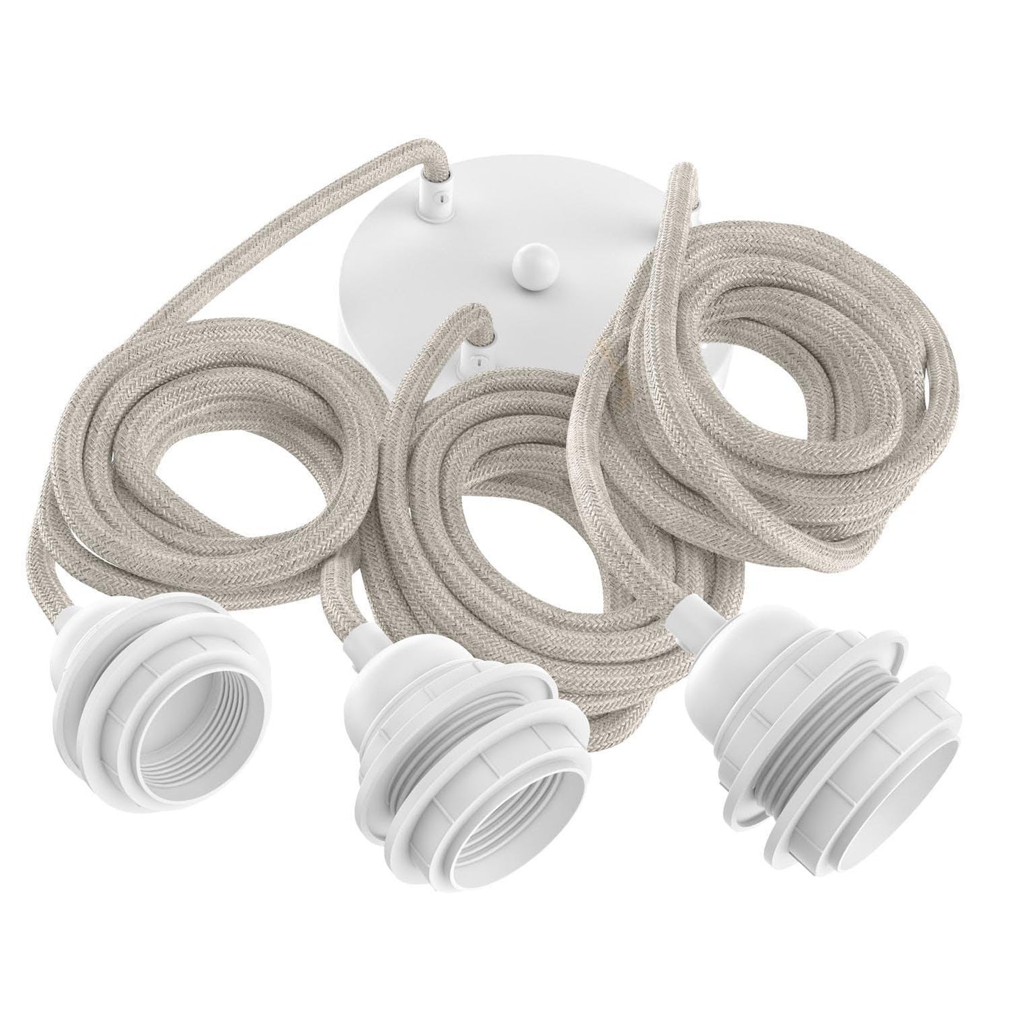 Ceiling Light 3 Fittings - Raw Linen White - Flo & Joe