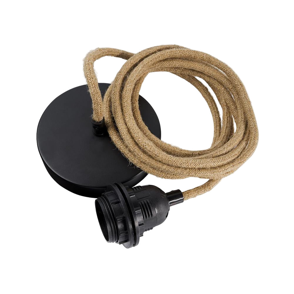Ceiling light fitting single natural jute, e27 flo & joe