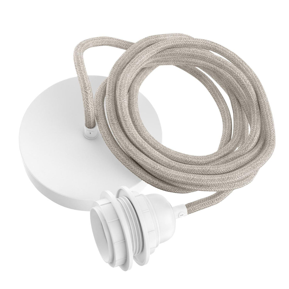 Ceiling light fitting single raw linen white flo & joe