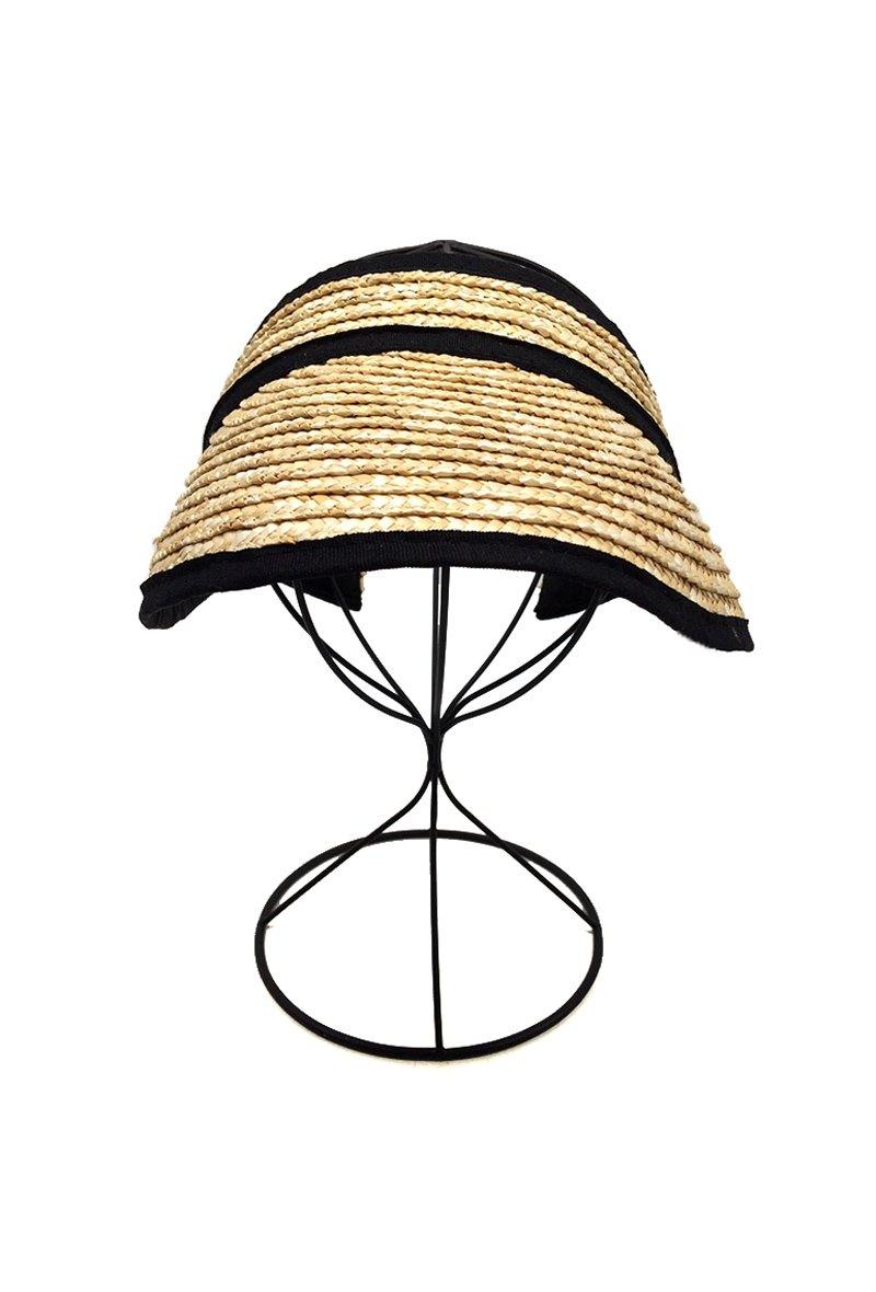 Cotton Trimmed Straw Visor - Black - Flo & Joe