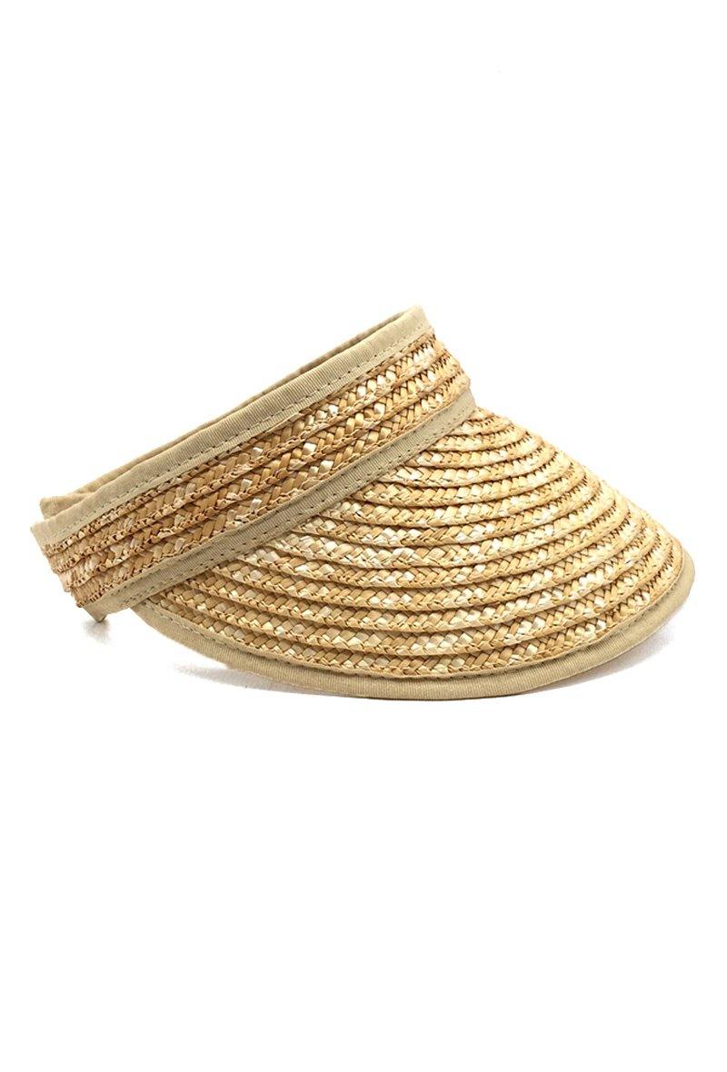 Cotton Trimmed Straw Visor - Natural - Flo & Joe