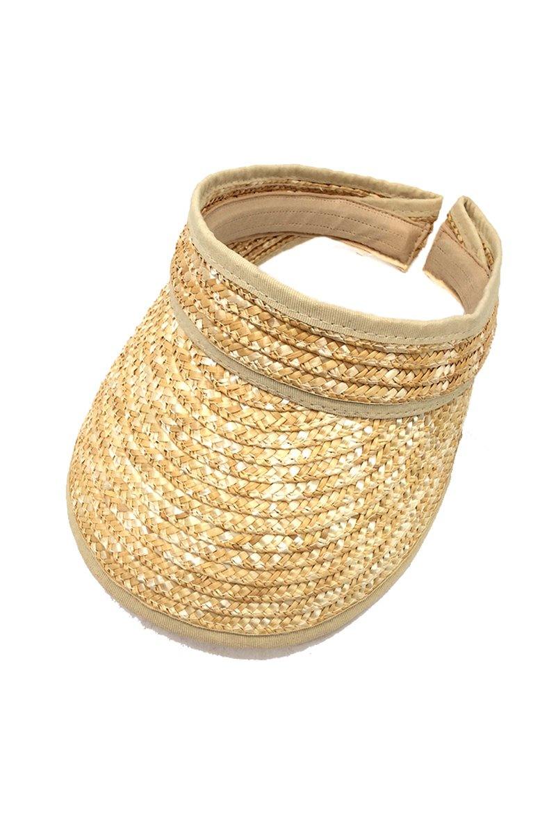 Cotton Trimmed Straw Visor - Natural - Flo & Joe